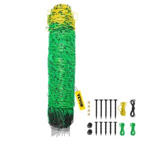 VEVOR Electric Fence Netting, 42.5" H x 164' L, PE Net Fencing with 14 Posts Double Spiked, Utility Portable Mesh for Goats, Sheep, Lambs, Deer, Hogs,