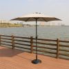 8.8 feet Outdoor Aluminum Patio Umbrella, Patio Umbrella, Market Umbrella with 33 pounds Round Resin Umbrella Base, Push Button Tilt and Crank lift, G