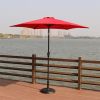 8.8 feet Outdoor Aluminum Patio Umbrella, Patio Umbrella, Market Umbrella with 33 pounds Round Resin Umbrella Base, Push Button Tilt and Crank lift, R