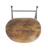28 Inch Bar Stool with Mango Wood Saddle Seat, Iron Rod Legs, Brown and Black