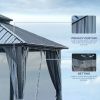 10x12ft Gazebo Double Roof Canopy with Netting and Curtains, Outdoor Gazebo 2-Tier Hardtop Galvanized Iron Aluminum Frame Garden Tent for Patio, Backy