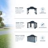 10x12ft Gazebo Double Roof Canopy with Netting and Curtains, Outdoor Gazebo 2-Tier Hardtop Galvanized Iron Aluminum Frame Garden Tent for Patio, Backy