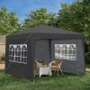 Outdoor 10x 10Ft Pop Up Gazebo Canopy Tent Removable Sidewall with Zipper,2pcs Sidewall with Windows,with 4pcs Weight sand bag,with Carry Bag-black