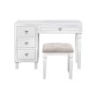 Traditional Formal White Color Vanity Set w Stool Storage Drawers 1pc Bedroom Furniture Set Tufted Seat Stool