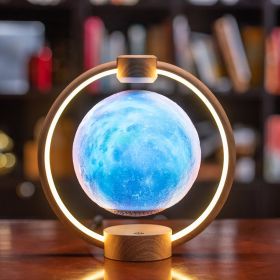 Maglev Moon Light Bluetooth Speaker 3D Stereo Diy Colorful Glare (Option: Wood grain starry sky-EU)