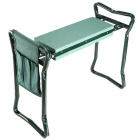 Foldable Garden Kneeler Seat with Kneeling Soft Cushion Pad Tools Pouch Portable Gardener (Color: green)