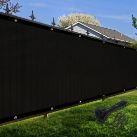 Artpuch Privacy Fence Screen Black Customized Outdoor Mesh Panels for Backyard, Balcony,Patio,Construction Site with Zip Ties (Color: Black, size: 5x180 ft)
